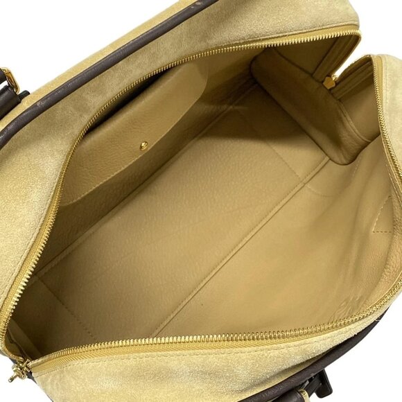 LOEWE Amazona 36 - Beige Dark Brown Suede Leather Handbag 537-060325 - Picture 9 of 11